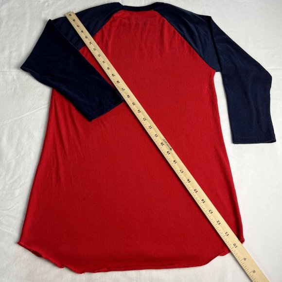 The Doors T-Shirt Top Women Size Small Red/Blue Cotton Blend Crewneck 3/4 Sleeve - Picture 2 of 9